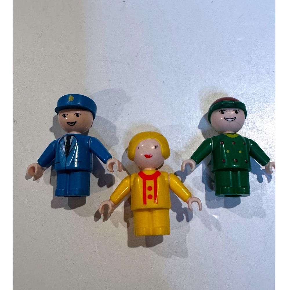 Vintage BRIO Wooden Train Figures Set Of 3 People Railway Accessories